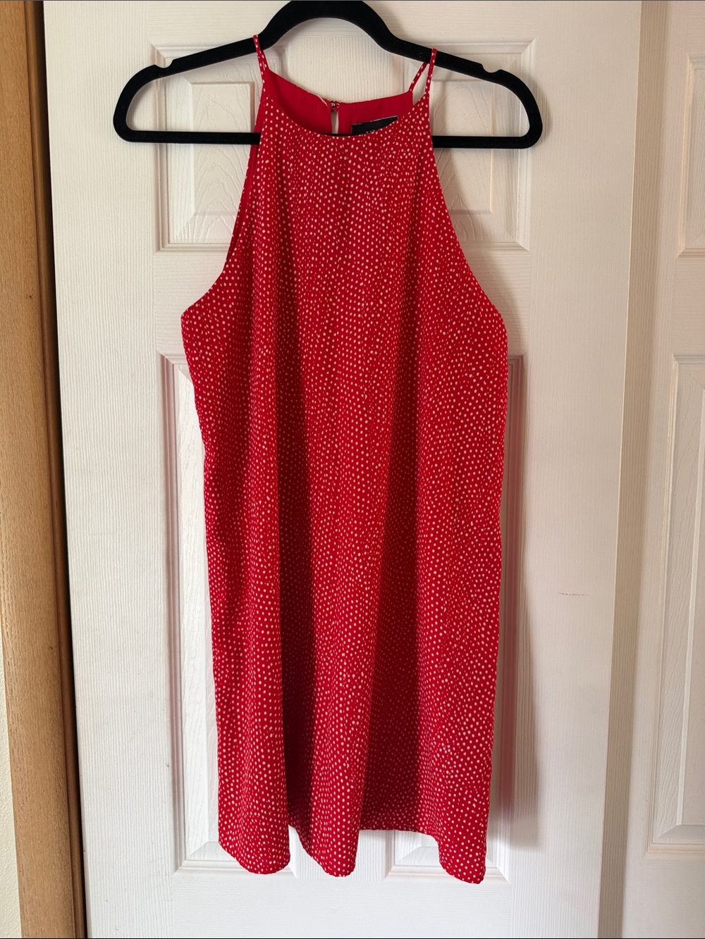 Vici Red Micro Dot High-Neck Mini Dress